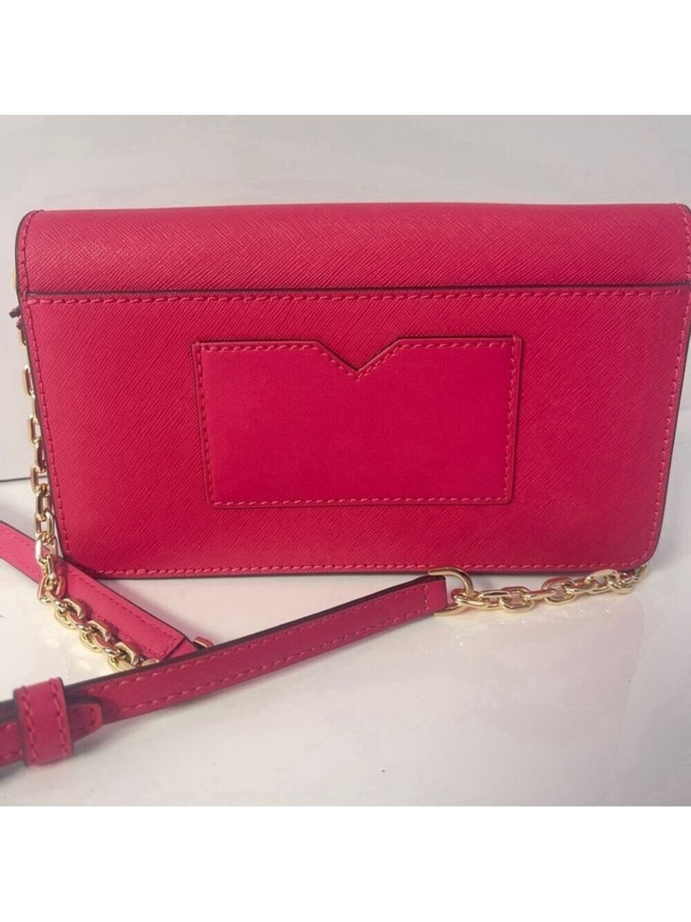 Michael Kors Saffiano Leather Envelope Crossbody & Matching Wallet Electric Pink - Picture 7 of 13